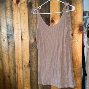 Elegant Tan Ribbed Swim Coverup